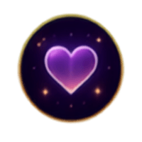 Glowing violet heart icon for love guidance